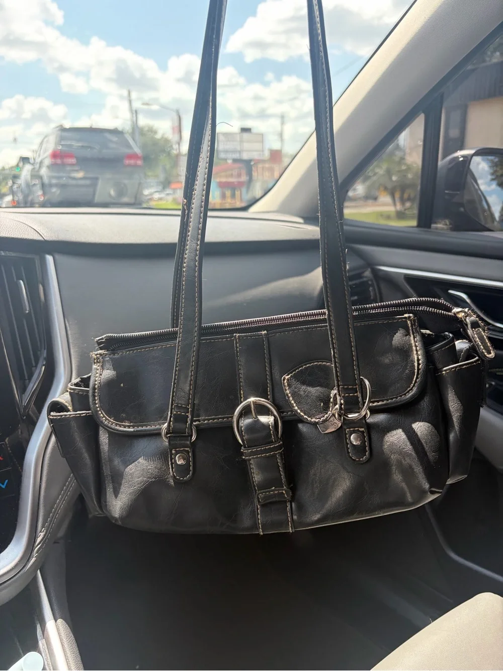Black Leather-Style Shoulder Bag - Classic Everyday Tote
